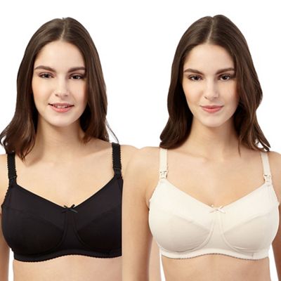 Pack of two nude and black nursing bras